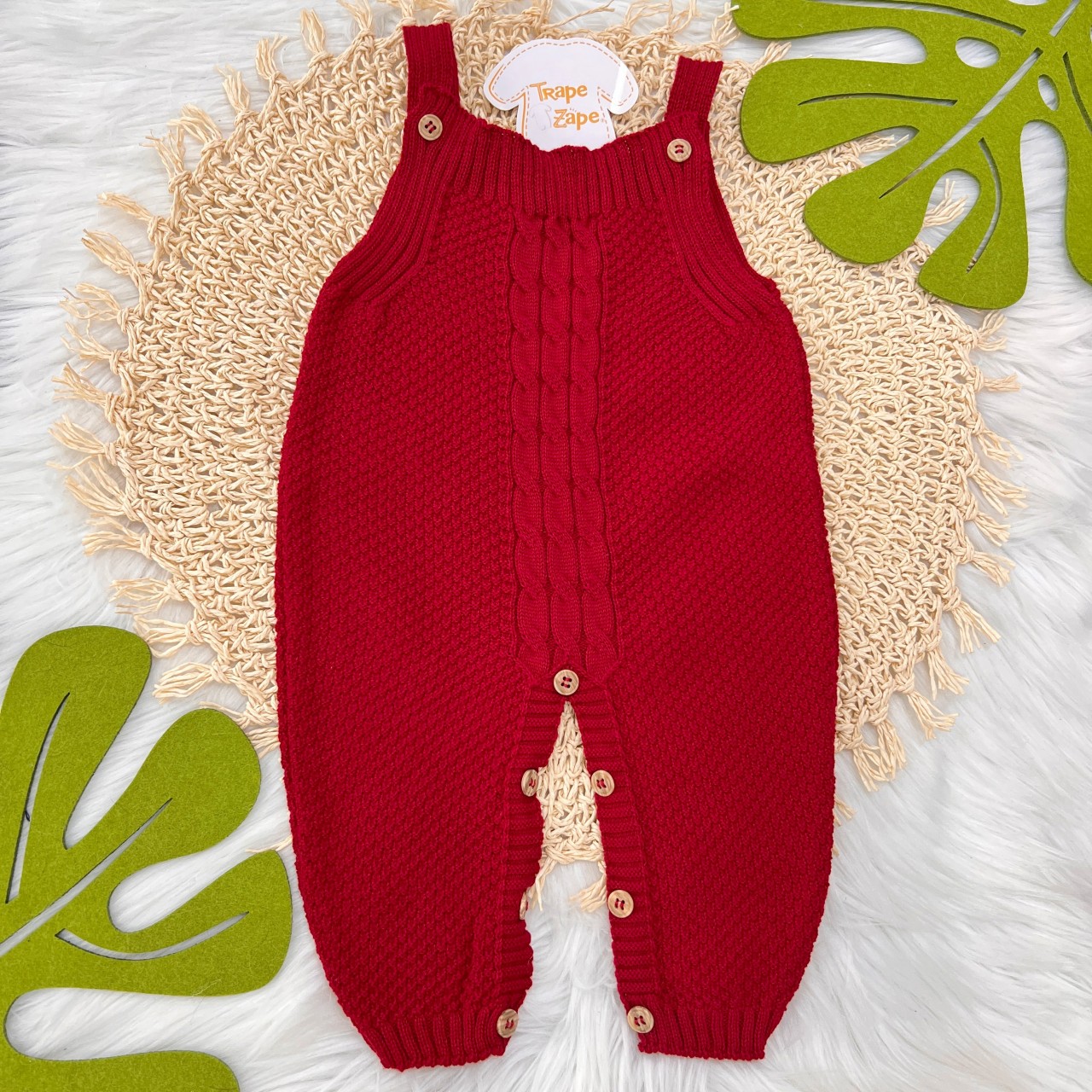 Jardineira de Linha Pipoca - Vermelho
